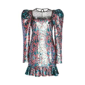 DUNDAS Peter Dundas Puff Sleeve Mini Sequin Dress Tulle Long Sleeve